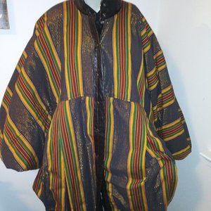 Reversible African Print and Black Coat. ONE SIZE
